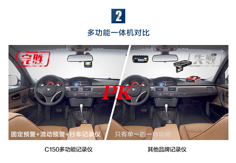 征途（zhengtu） C150 安全预警行车记录仪 一体机 1080P 130度广角 固定流动记录电子狗