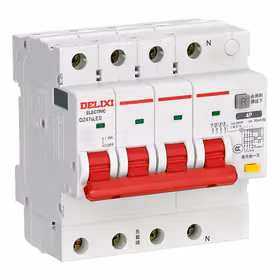 德力西电气 小型漏电保护断路器 DZ47sLES 上进线 4P C型 63A ；DZ47SLES4C63