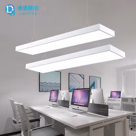 得 办公室吊灯LED长条灯会议室办公灯吊线灯写字楼商场健身商业照明 白色直角120*5-18W白光