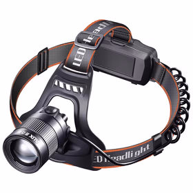 奥克斯（AUX）头戴式头灯强光变焦激光户外夜钓感应超长续航充电矿工军行家专用头灯 爆亮P180灯芯-双槽双电