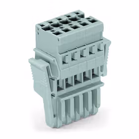 万可(WAGO) 1线孔型插头,侧面带有锁定卡,仅与针型连接器组合,具有防插错功能,可共用小型相邻跨接器!,5极；769-105/021-000