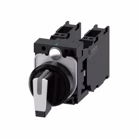 西门子 转换开关,22mm,塑料,白色,旋钮开关,短柄,3个开关位置,键控式,2x1NO+1NC,弹簧型端子连接,带激光标记；3SU11002BM603LA0ZY12