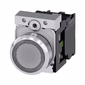 西门子 发光按钮,22mm,圆形,金属,高光,透明,按钮,平,键控式,1S,AC110V,螺栓型端子连接,带激光标记；3SU11530AB701BA0ZY13