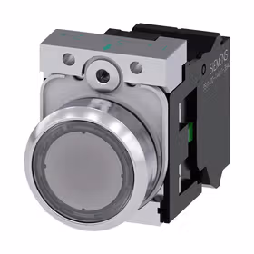 西门子 发光按钮,22mm,圆形,金属,高光,透明,按钮,平,键控式,1S,AC110V,弹簧型端子连接,带激光标记；3SU11530AB703BA0ZY11