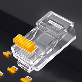 山泽 DJ-650AU 工程版发烧级六类镀金水晶头网线接头50URJ45网络连接头CAT6类非屏蔽8P8C连接器100个/盒