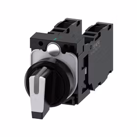 西门子 转换开关,22mm,塑料,白色,旋钮开关,短柄,3个开关位置,键控式,2x1NO+1NC,螺栓型端子连接,带激光标记；3SU11002BM601LA0ZY19