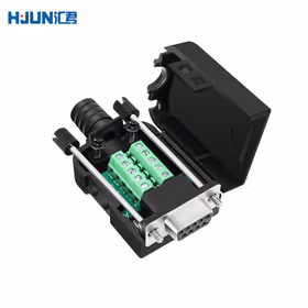 汇君 DB9免焊接头公头母头9针插头转接线端子配螺杆 DB9黑胶-母头配螺杆[2个]