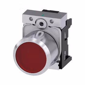 西门子 按钮,紧凑,带加长的集线器(12mm),22mm,金属,红色透明,按钮,平,键控式,带有支架；3SU12510EB200AA0