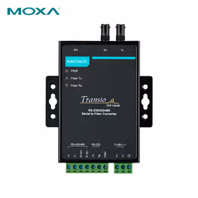 Moxa RS-232/422/485转多模光纤转换器，支持光纤环模式和ST连接头；TCF-142-M-ST