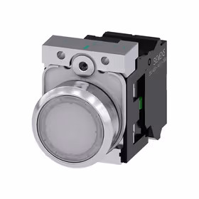 西门子 发光按钮,22mm,圆形,金属,高光,白色,按钮,平,键控式,1S,AC/DC24V,弹簧型端子连接,带激光标记；3SU11520AB603BA0ZY12