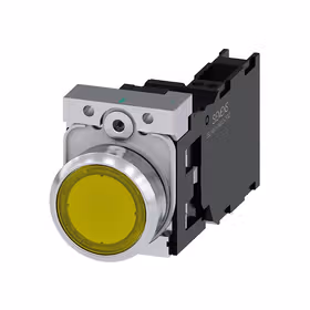 西门子 发光按钮,22mm,圆形,金属,高光,黄色,按钮,平,键控式,1NO+1NC,AC110V,弹簧型接口；3SU11530AB303FA0