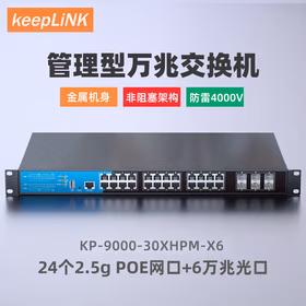 keepLINK KP-9000-30XHPM-X6-ACR管理型强三层2.5g交换机6万兆光24个2.5G POE交换机400W