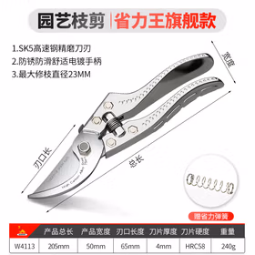 威力狮枝剪 园艺剪刀 果枝剪园林剪树枝钳家用修枝剪刀神器W4113