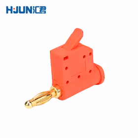 汇君 可叠加香蕉插头灯笼花叠插镀金镀镍插头连接器免焊接 灯笼花叠插镀金-红色（10个装）
