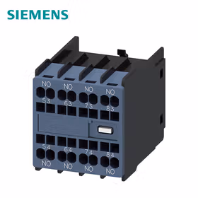 西门子 辅助开关正面,4NO电流路径1NO,1NO,1NO,1NO用于辅助接触器尺寸S00笼卡式连接；3RH29112GA40