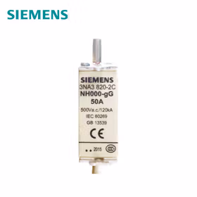 西门子 LVHRC熔丝LINKGG/gL+NON-INSULATEDGRIPLUGS尺寸000,50A,500V；3NA38202C