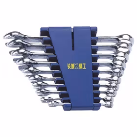 长城精工 10件公制镜抛平板梅花开口两用扳手组套8-27mm；320310