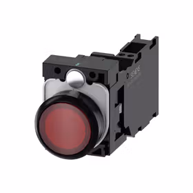 西门子 发光按钮,22mm,圆形,塑料,红色,按钮,平,键控式,1NO+1NC,AC230V,弹簧型端子连接,带激光标记；3SU11060AB203FA0ZY12