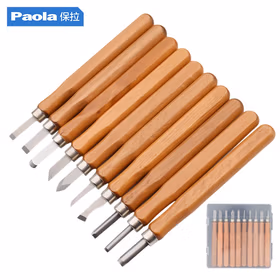 保拉(Paola) 10件套木工雕刻刀套装 木雕刀美工刀具木头根雕花刀篆刻橡皮章木刻刀手工刀工具2067