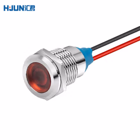汇君 12mmLED金属指示灯防水信号灯带线电源工作灯 12V红色
