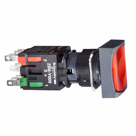 施耐德电气 长方形红色(LED12～24V) 1NC 16mm 带灯按钮；XB6DW4B2B