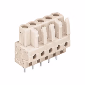 万可(WAGO) THT孔型插座,0.6x1.0mm,直型,宽度61.5mm(2.421"),高度23.25mm(0.915"),焊针间距5mm,12极,浅灰；722-142