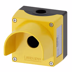 西门子 外壳用于指令装置,22mm,圆形,外壳材料金属,外壳顶端部分黄色,带护圈,1指令点,无装配,底部固定安装,上和下每1xM20；3SU18510AA000AC2