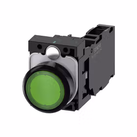 西门子 发光按钮,22mm,圆形,塑料,绿色,按钮,平,键控式,1NO+1NC,AC110V,螺栓型端子连接,带激光标记；3SU11030AB401FA0ZY10