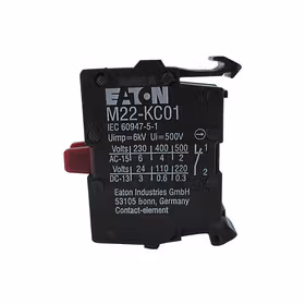 伊顿穆勒 按钮和指示灯附件，触点模块1NC，螺丝，后部安装；M22-KC01