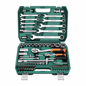 绿林（GREENER）83件专业汽修工具套装大小飞棘轮套装工具箱梅花开口两用扳手全套