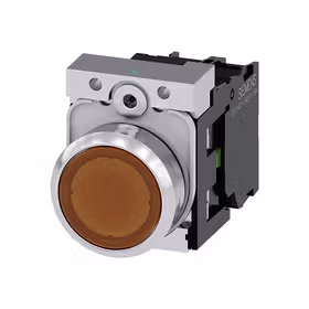 西门子 发光按钮,22mm,圆形,金属,高光,琥珀色,按钮,平,键控式,1S,AC110V,螺栓型端子连接,带激光标记；3SU11530AB001BA0ZY19