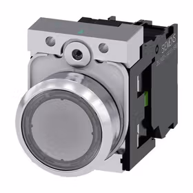 西门子 发光按钮,22mm,圆形,金属,高光,透明,按钮,平,键控式,1S,AC230V,螺栓型端子连接,带激光标记；3SU11560AB701BA0ZY12
