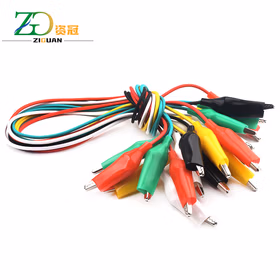 资冠 彩色双头鳄鱼夹带线测试线导线电源线夹电瓶夹子电夹子 大号10条装