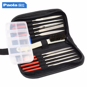 保拉(Paola) 金刚石锉刀13件套4x160mm 钢挫圆挫扁挫半圆锉方形挫三角锉 金属模型木工打磨工具包组套2258