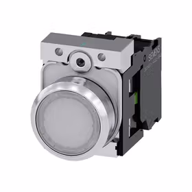 西门子 发光按钮,22mm,圆形,金属,高光,白色,按钮,平,键控式,1S,AC/DC24V,螺栓型端子连接,带激光标记；3SU11520AB601BA0ZY19
