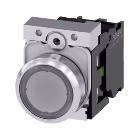 西门子 发光按钮,22mm,圆形,金属,高光,透明,按钮,平,键控式,1S,AC110V,螺栓型端子连接,带激光标记；3SU11530AB701BA0ZY10