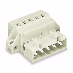 万可(WAGO) 1线针型连接器,100%防插错保护,夹持槽,2.5mm,焊针间距5mm,4极,浅灰；721-604/019-000