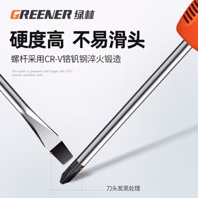 绿林（GREENER）螺丝刀套装6件十字一字强磁性6*150mm、5*100mm、3*75mm