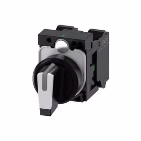 西门子 转换开关,22mm,圆形,塑料,白色,旋钮开关,短柄,3个开关位置,锁定,1S,1S,弹簧型端子连接,带激光标记；3SU11002BL603NA0ZY12