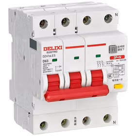 德力西电气 小型漏电保护断路器 DZ47sLES 上进线 3P N(N极直通) C型 16A ；DZ47SLES6C16