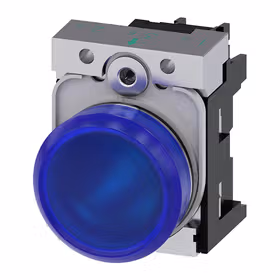 西门子 指示灯,22mm,圆形,金属,高光,蓝色,透镜,平滑,带支架,集成式LED,AC110V,螺栓型端子连接；3SU11536AA501AA0