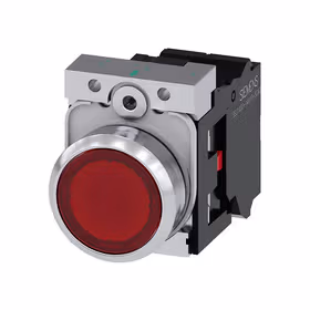 西门子 发光按钮,22mm,圆形,金属,高光,红色,按钮,平,键控式,1NC,AC/DC24V,弹簧型端子连接,带激光标记；3SU11520AB203CA0ZY15