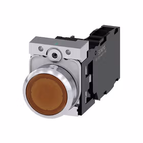 西门子 发光按钮,22mm,圆形,金属,高光,琥珀色,按钮,平,键控式,1NO+1NC,AC/DC24V,螺栓型端子连接；3SU11520AB001FA0