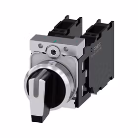 西门子 转换开关,22mm,金属,高光,白色,旋钮开关,短柄,3个开关位置,锁定,2x1NO+1NC,弹簧型接口；3SU11502BL603LA0