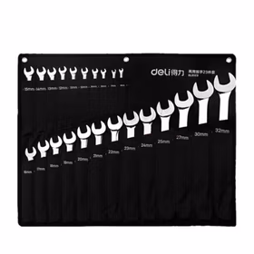 得力 镜面两用扳手套装布包铬钒钢   6-32MM；DL0123