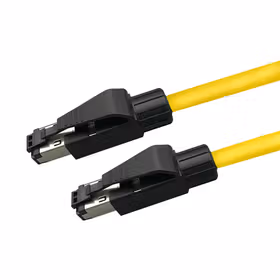 Hellolink 工业双屏蔽4芯网线,黄色,2*2*22AWG,抗震动场合使用,1m,PROFINET/EtherCAT；RJ45-RJ45-4P1M-Y