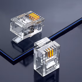 山泽 XSJ-34100 电话水晶头4P4C4芯电话听筒接头语音电话线水晶头100个