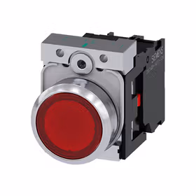 西门子 发光按钮,22mm,圆形,金属,高光,红色,按钮,平,键控式,1NC,AC/DC24V,螺栓型端子连接,带激光标记；3SU11520AB201CA0ZY19