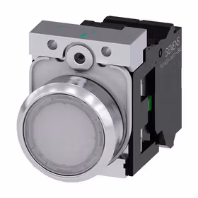西门子 发光按钮,22mm,圆形,金属,高光,白色,按钮,平,键控式,1S,AC230V,弹簧型端子连接,带激光标记；3SU11560AB603BA0ZY19