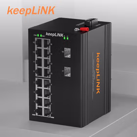 keepLINK KP-9000-65-2GX16GP-SFP 非管理型千兆2光16电 PoE工业以太网交换机导轨式安装